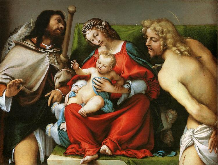 Lorenzo Lotto Madonna mit Hl. Rochus und Hl. Sebastian